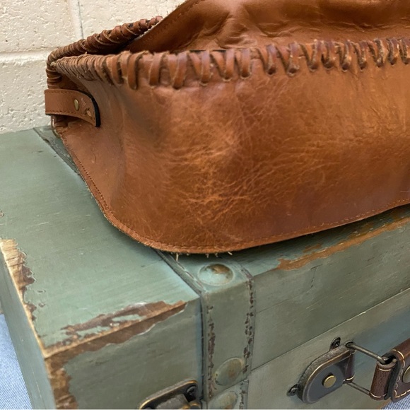 PATRICIA NASH BROWN BRAIDED FLAP W TASSEL CROSSBODY BAG GUC - Picture 10 of 12